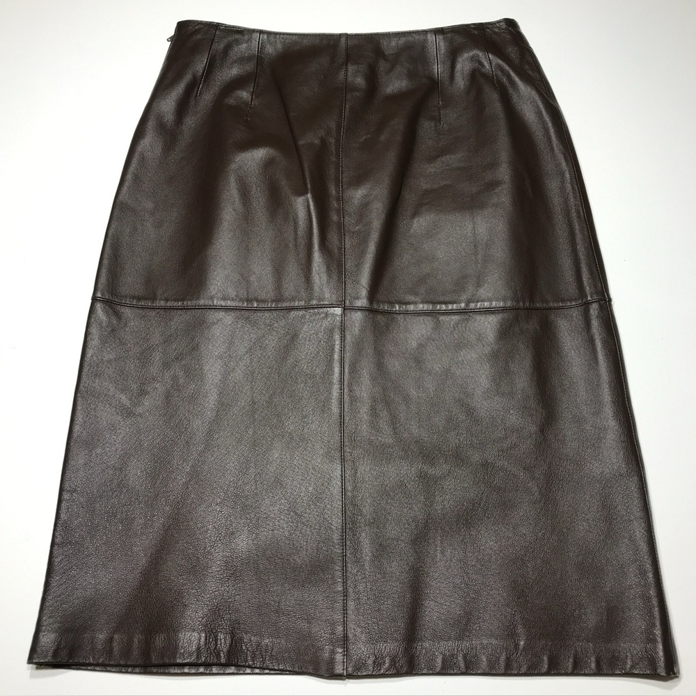 Vintage Nygard 100% Leather Below The Knee Pencil - Rich Chocolate Brown, sz 12